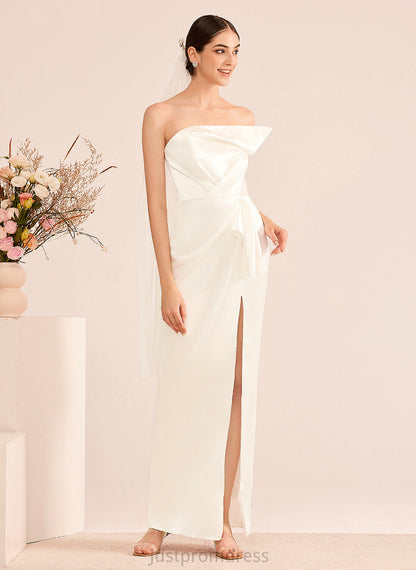 Split Dress With Wedding Elena Front Sheath/Column Floor-Length Ruffle Wedding Dresses Sweetheart