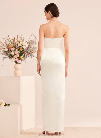 Split Dress With Wedding Elena Front Sheath/Column Floor-Length Ruffle Wedding Dresses Sweetheart