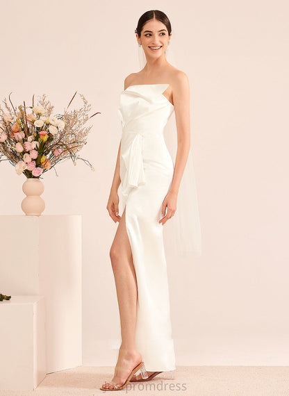 Split Dress With Wedding Elena Front Sheath/Column Floor-Length Ruffle Wedding Dresses Sweetheart
