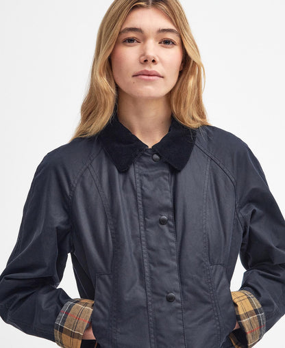 BARBOUR BEADNELL WOMEN'S WAXED JACKET - NAVY