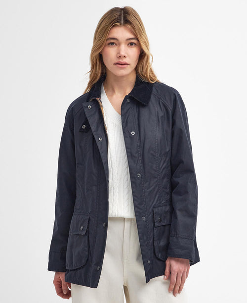 BARBOUR BEADNELL WOMEN'S WAXED JACKET - NAVY