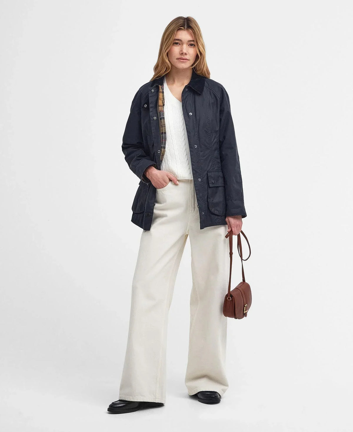 BARBOUR BEADNELL WOMEN'S WAXED JACKET - NAVY