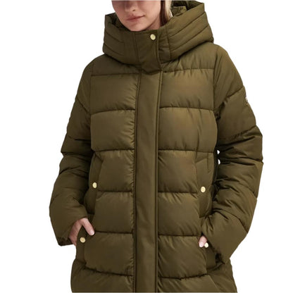 Barbour International Barron Longline Puffer Jacket In Empire Green