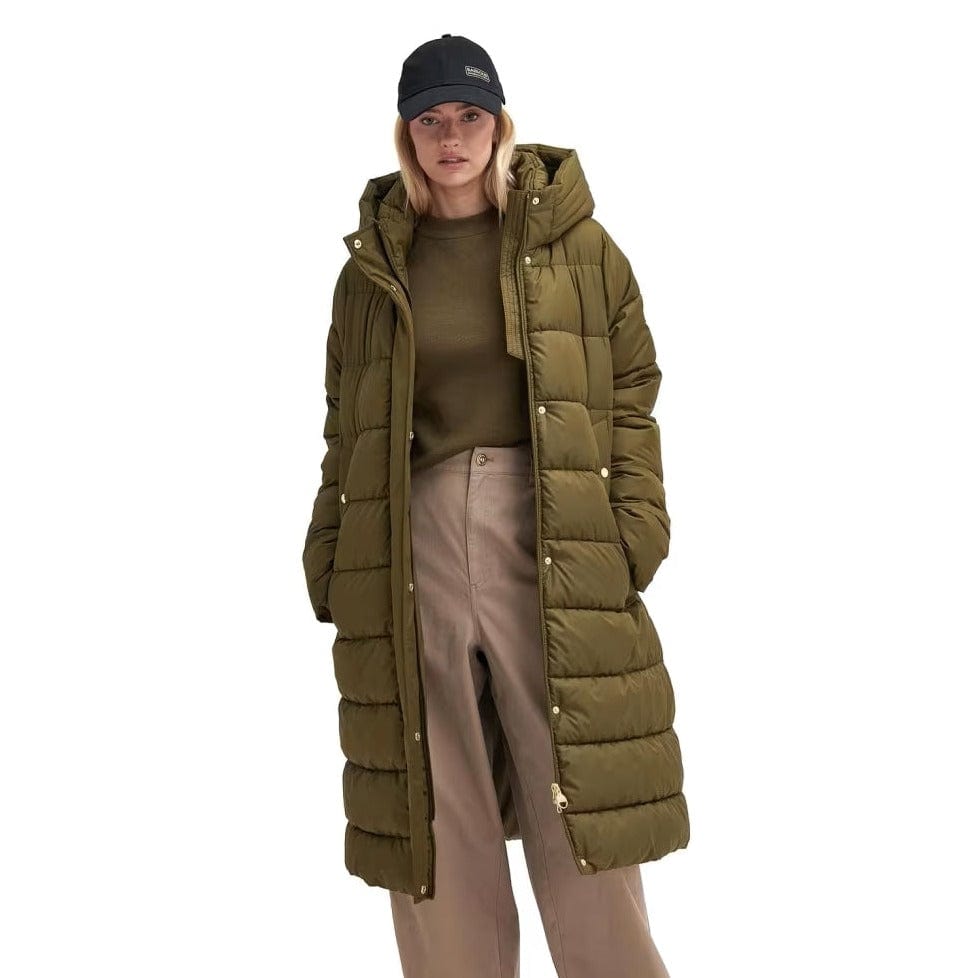 Barbour International Barron Longline Puffer Jacket In Empire Green